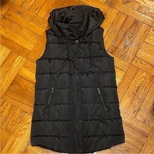 Sebby Quilted Faux Down Puffer Vest with Hood Black Size Small